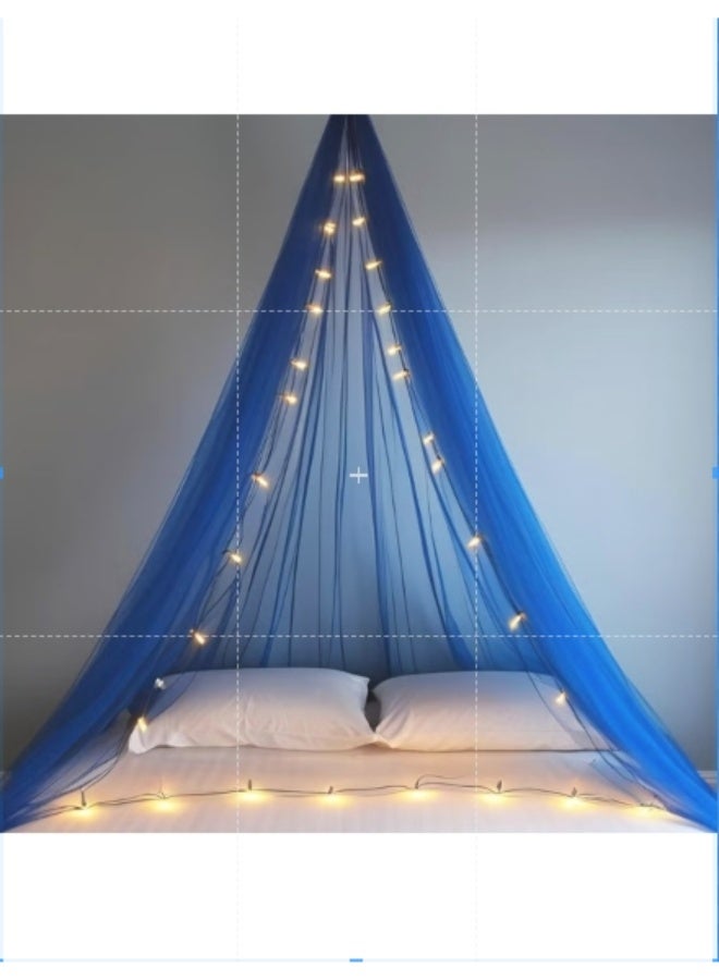1iAM Forest Blue Net Light Combo Pack 1pc 5x15m 164x5ft Transparent Forest Blue Cabana Decoration Net Backdrop 1pc 34ft 38 Bulbs Including Rice Light for Birthday Anniversary Haldi Mehndi