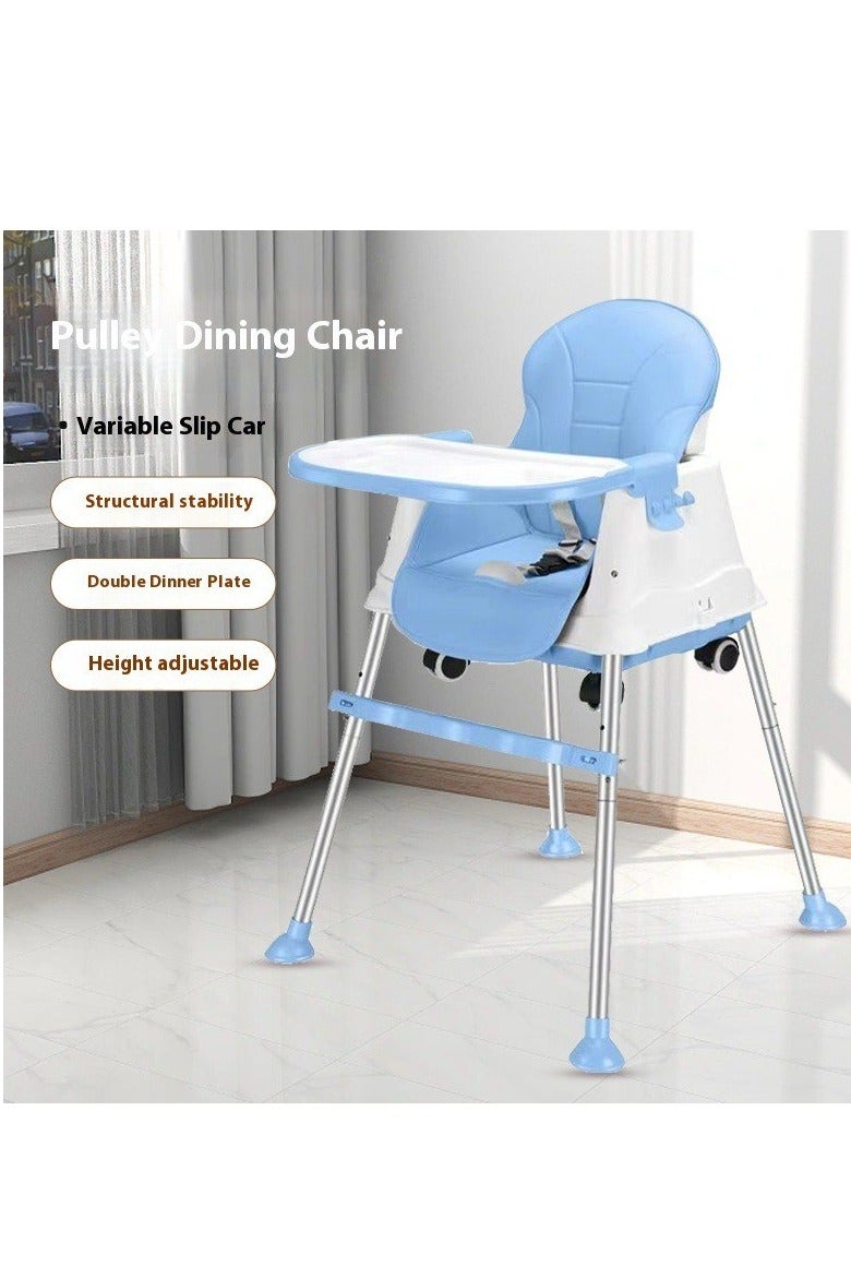 BAIG Baby High Chair 3-in-1 Foldable Portable - Adjustable Height Infant Toddler Dining Chair with Removable Tray - Image 3