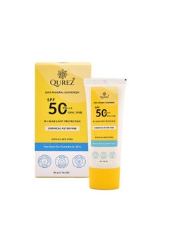 Qurez Mineral Sunscreen Spf 50 Pa+++, Lightweight, Broad Spectrum, Blue Light Protection, Ir Protection| Clinically Tested| For Oily, Dry, Sensitive, Acne-Prone Skin| Water Resistant, 50G  - Image 1