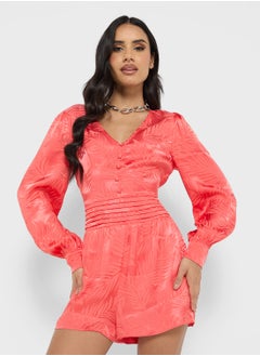 GUESS Long Sleeve Jacquard Romper  - Image 1