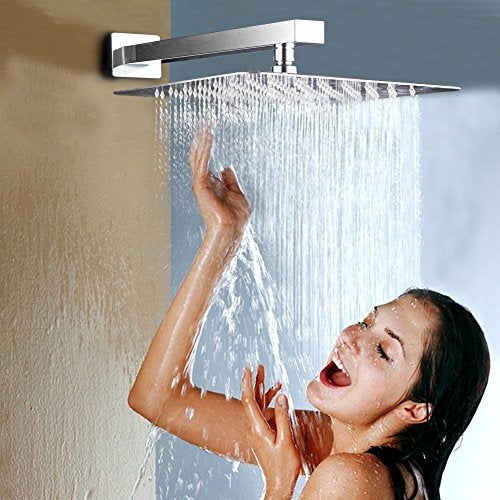 Voolan 20“ Square Shower Arm with Flange and Teflon Tape, Extension Shower Head Arm for Bathroom Fixed Shower Head, Solid Stainless Steel, Wall Mounted (Brushed Nickel) - Image 3