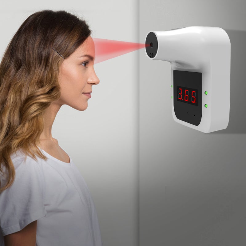 Non-Contact Infrared Forehead Thermometer Wall-Mounted Infrared Thermometer °C / °F Switch with Fever Alarm for Office Home Supermarket Subway School Community Entrance - Image 5