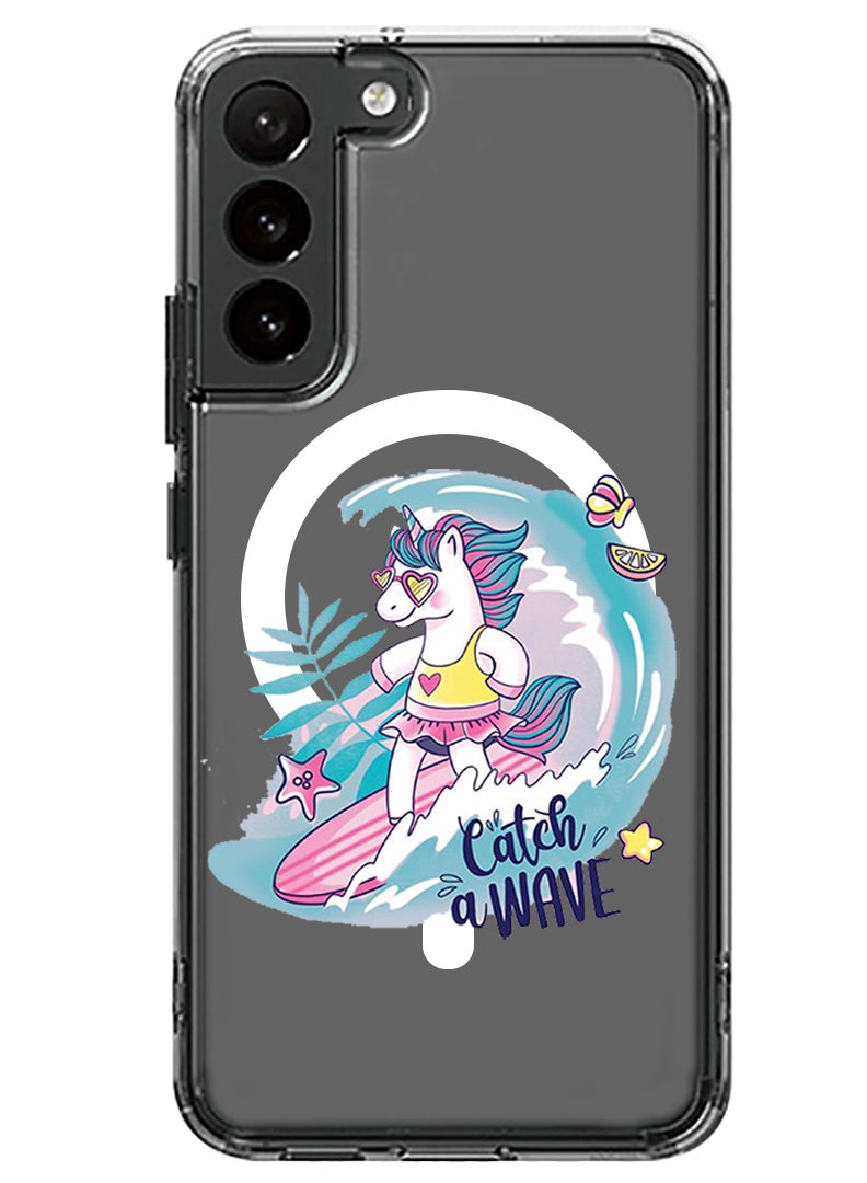 Theodor Magnetic Case for Samsung Galaxy S23 6.1-inch Compatible with MagSafe Wireless Charging, Shockproof Phone Bumper Cover Catch a wave copy - Image 1