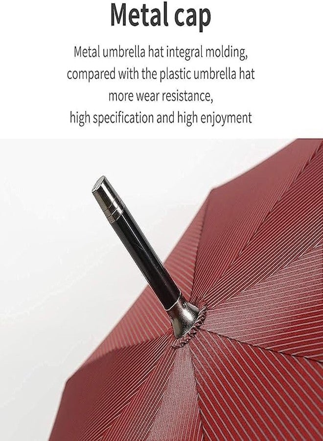 GROFFY- Automatic Oversize Stick Umbrella Windproof with Hook Handle (Red) - Image 2