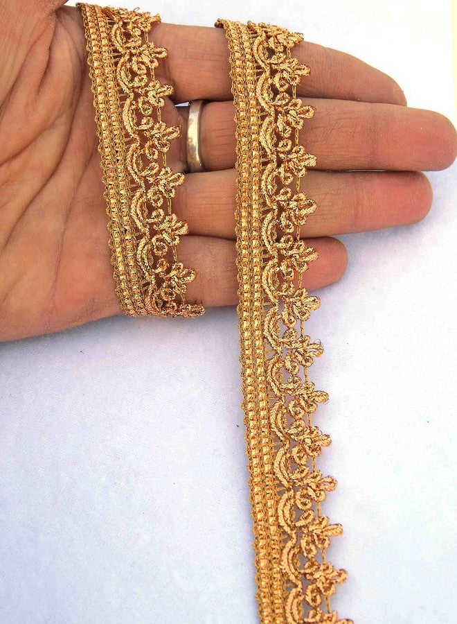 Strala Golden Color Laces for Dresses, Sarees, Lehenga, Suits, Bags, Decorations, Borders, Crafts and Home Décor,Blouse (9 mtr) Design-465 - Image 1