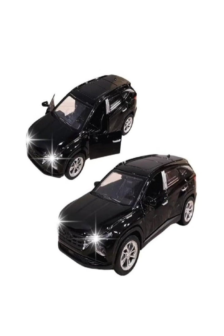 Hyundai Tucson SUV 1/46 Scale Diecast Model with Lights and Sound - Alloy Diecast Sports Car - Front Doors Opening - Size Approximately 12.7cm - (No Box - Black) - Image 2