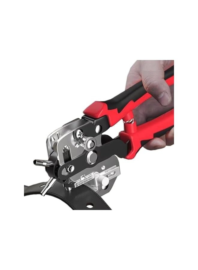 PROMASS Leather Hole Punch Plier, Heavy Duty Belt Hole Puncher with 6 Solid Holes, Ideal for Belts, Watch Bands, Straps, Pet Collars, Saddles, Shoes, Fabric, DIY Home & Craft Tool  - Image 1