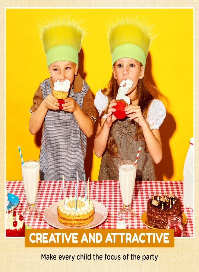 Luinabio Hairy Headband Fun Wig Crazy Hair Day Accessories Funny Hats Halloween Costumes Outfit Party Favor(Yellow,Simple) - Image 4