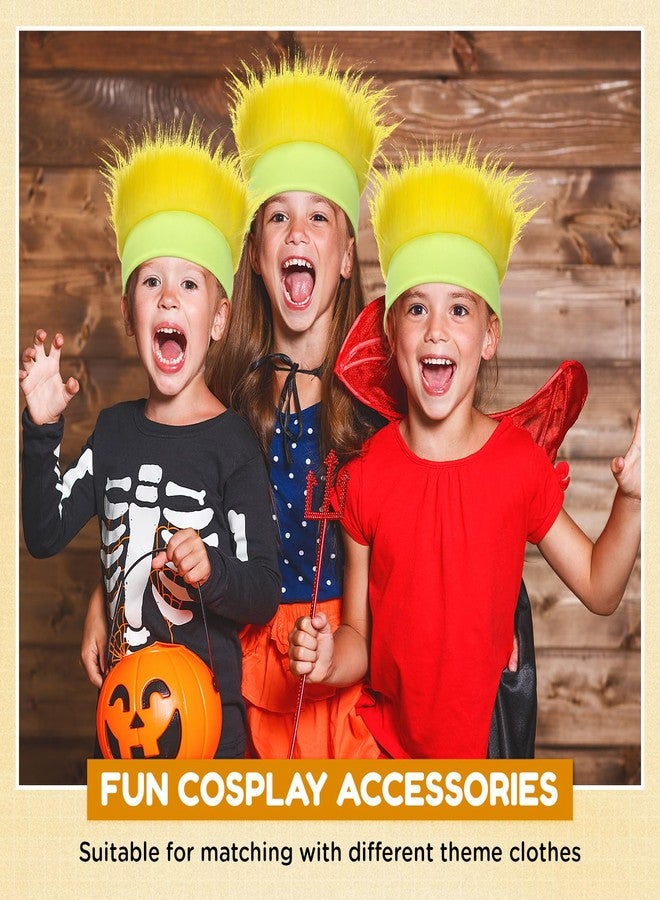 Luinabio Hairy Headband Fun Wig Crazy Hair Day Accessories Funny Hats Halloween Costumes Outfit Party Favor(Yellow,Simple) - Image 3