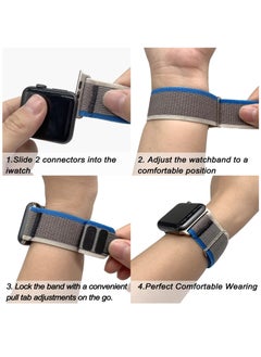 BORTONY Pack of 2 Apple Watch Band 42mm 44mm 45mm 49mm Women Men Alpine Loop Nylon Strap Adjustable Metal Hook for iWatch Ultra Series SE 8/7/6/5/4/3/2/1  - Image 4