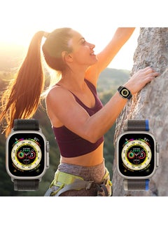 BORTONY Pack of 2 Apple Watch Band 42mm 44mm 45mm 49mm Women Men Alpine Loop Nylon Strap Adjustable Metal Hook for iWatch Ultra Series SE 8/7/6/5/4/3/2/1  - Image 5