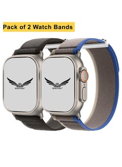 BORTONY Pack of 2 Apple Watch Band 42mm 44mm 45mm 49mm Women Men Alpine Loop Nylon Strap Adjustable Metal Hook for iWatch Ultra Series SE 8/7/6/5/4/3/2/1  - Image 2