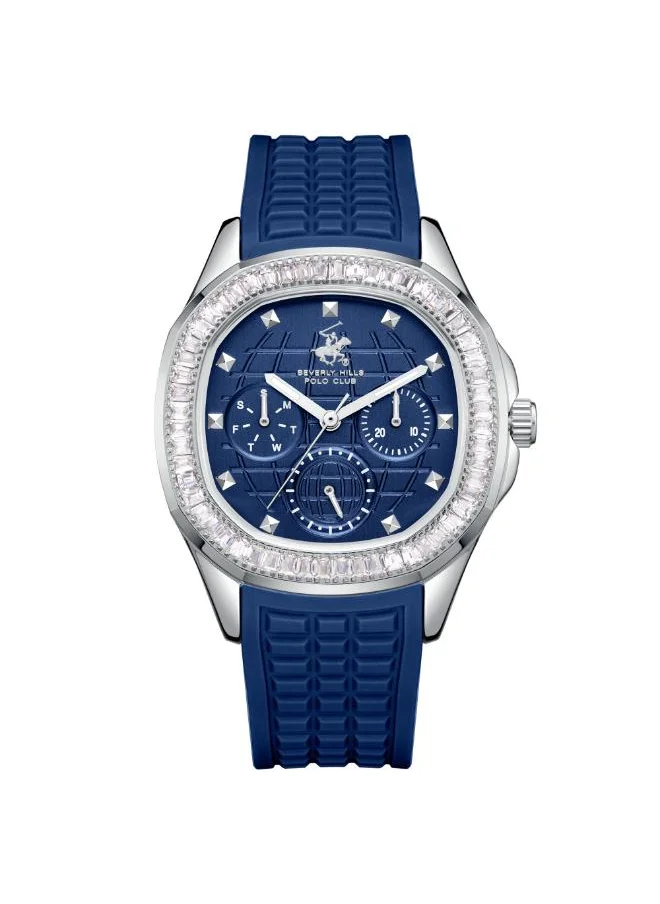 BEVERLY HILLS POLO CLUB BEVERLY HILLS POLO CLUB BP3735C.399 Women's Multi Function Display Watch & Silicone Strap Dark Blue