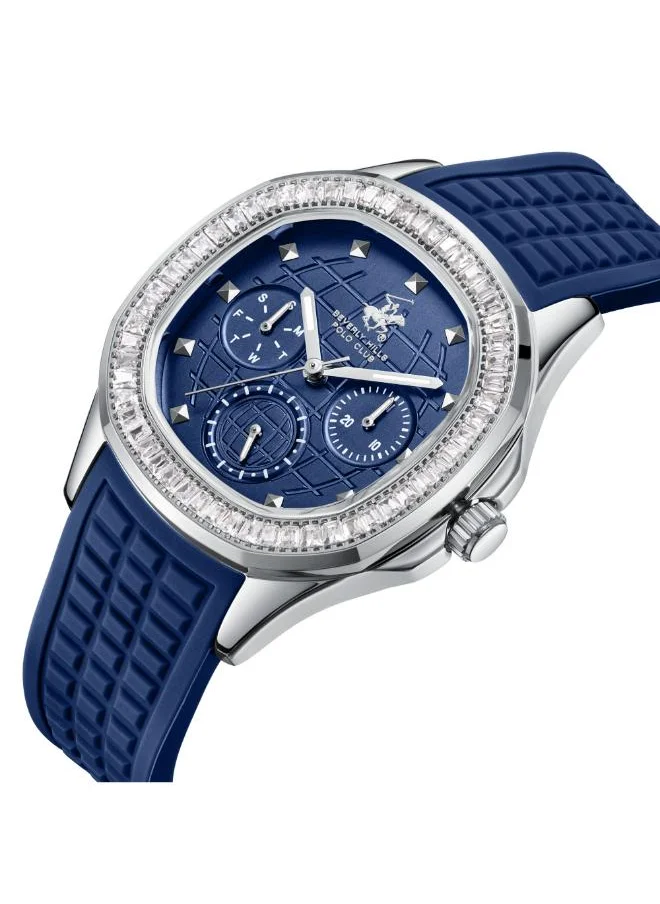 BEVERLY HILLS POLO CLUB BEVERLY HILLS POLO CLUB BP3735C.399 Women's Multi Function Display Watch & Silicone Strap Dark Blue