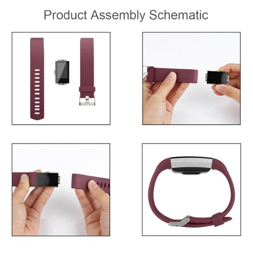 Tobfit Watch Strap Compatible for Fitbit Charge 2 (Watch Not Included), Removable Soft Belts for Charge 2 Wristband, Smartwatch Band for Men & Women (S, Burgundy Red) - Image 3