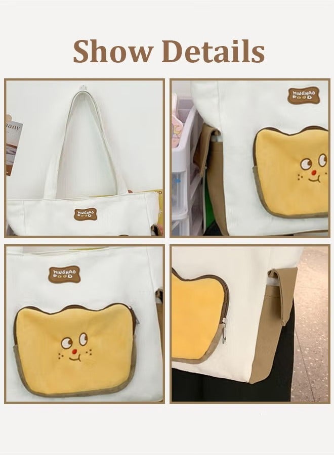 Canway Large Capacity Shoulder Bag Durable Macaron Color Scheme Smooth Zipper Solid Color Tote Bag - Image 3