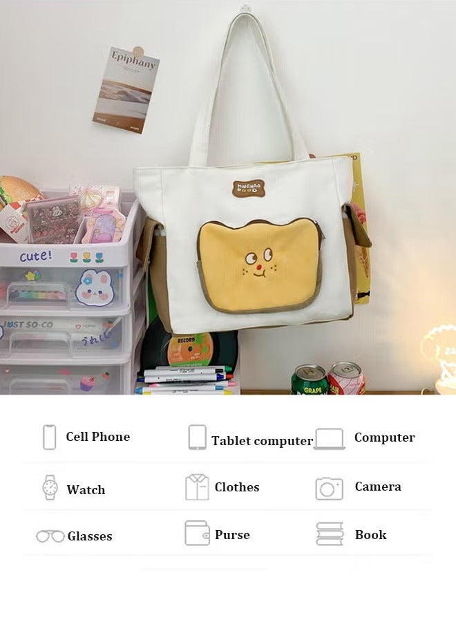 Canway Large Capacity Shoulder Bag Durable Macaron Color Scheme Smooth Zipper Solid Color Tote Bag - Image 4