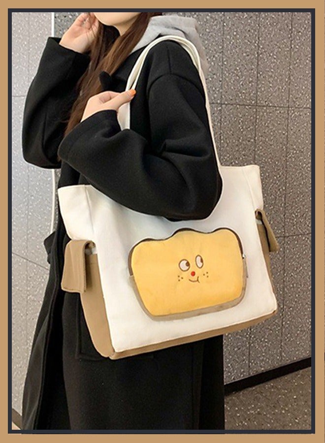 Canway Large Capacity Shoulder Bag Durable Macaron Color Scheme Smooth Zipper Solid Color Tote Bag - Image 1