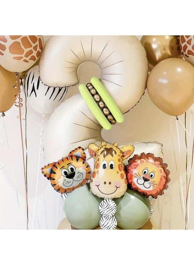 SenRan 40-Piece 1st Birthday Decor Kit: 40-Inch Number Balloon, Jungle Animal Foil Balloons & Gold Latex Balloons – Ideal for Boys' and Girls' First Birthday Parties - Image 3