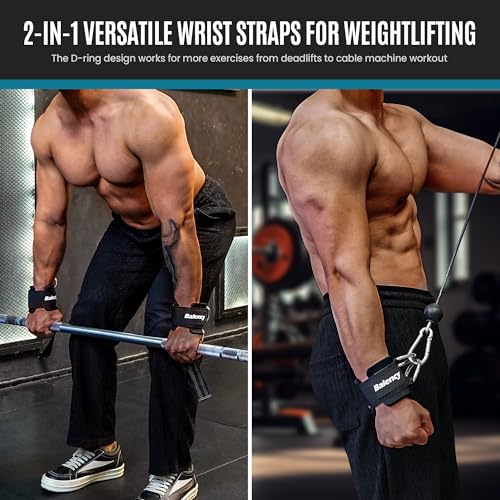 Balency Weight Lifting Straps With D Rings, Padded Lifting Wrist Straps for Weightlifting, Non-Slip Gym Straps for Deadlift, Powerlifting, Cable Machine Workout, Lifting Strap for Gym Strength Training - Image 2