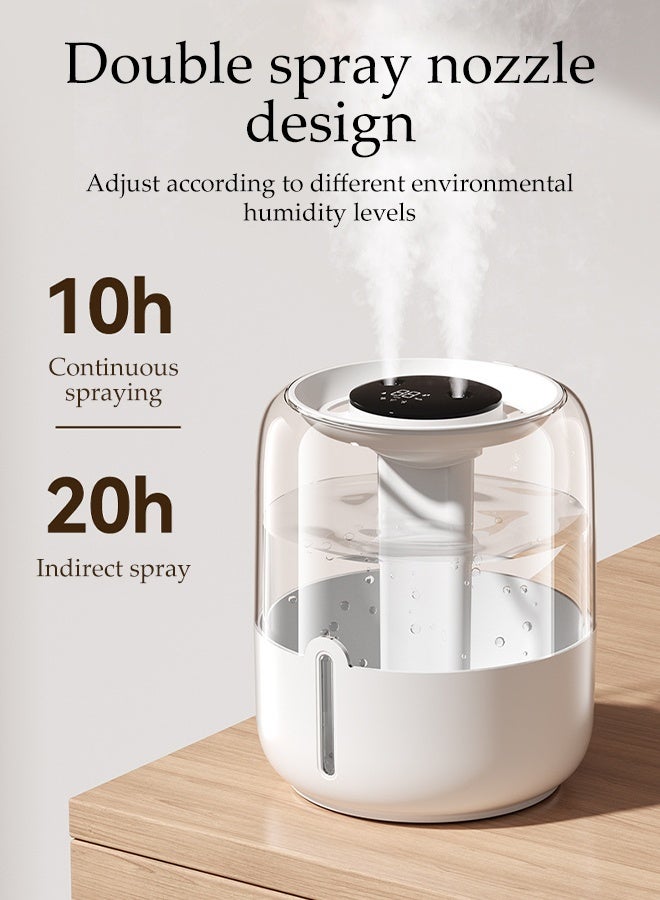 DUNISO 6.8L Large Capacity Humidifier Dual Spray USB Rechargeable Mute Ultrasonic Humidifier with Temperature Display and Gear Display Essential Oil Diffuser LED Light Bedroom Air Humidifier for Home, Office, Baby - Image 3