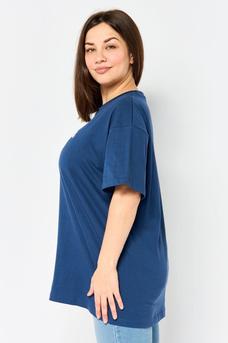 Cinnamoroll Women Crew Neck Short Sleeve Graphic Print T-shirt, Navy - Image 2