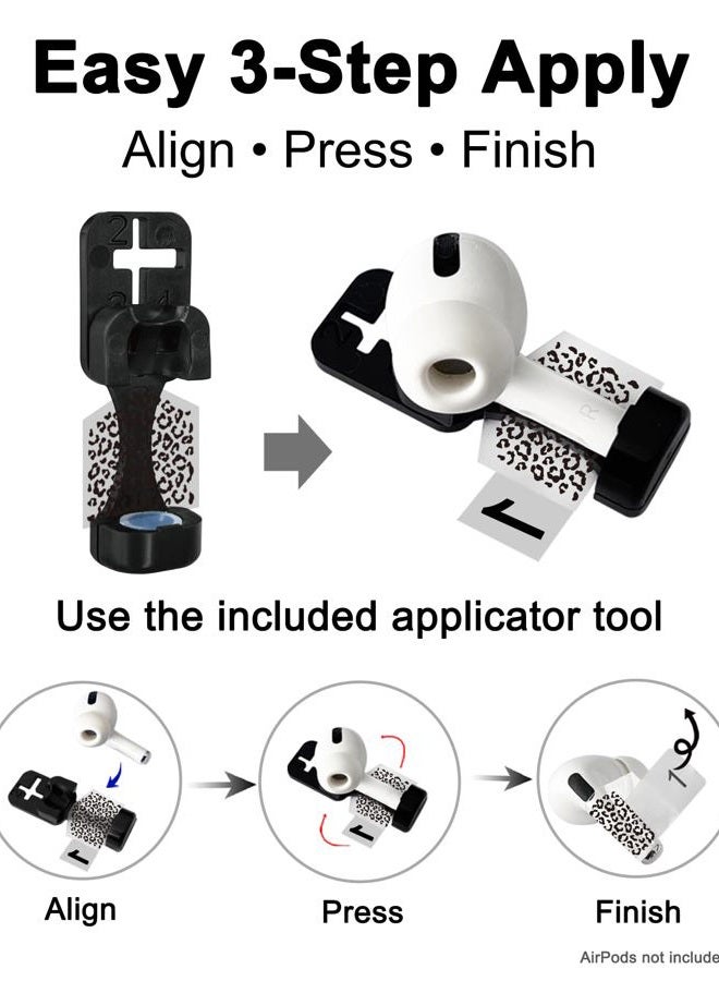 RockMax AirPods 4 Leopard Print Decal Sticker for Air Pods 4. Generation, Compatible with Clear AirPod 4 Case 2024, Durable Tattoo Wrap, Easy to Apply - Image 3