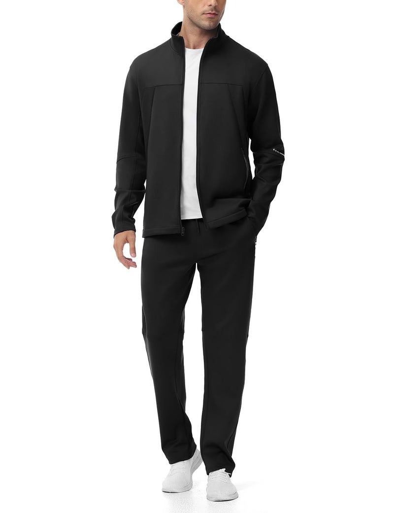 Gopune Men's Tracksuits 2 Piece Casual Athletic Jogging Warm Up Sweat Suits Workout Sports Sets,Black XL - Image 1