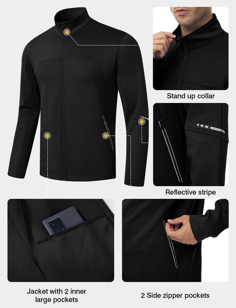 Gopune Men's Tracksuits 2 Piece Casual Athletic Jogging Warm Up Sweat Suits Workout Sports Sets,Black XL - Image 2