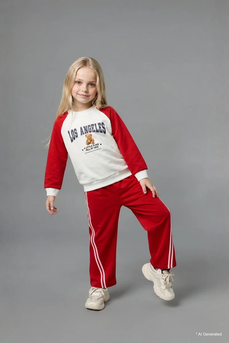 ديفاكتو Baby Girl Regular Fit Teddy Bear 2 Piece Set