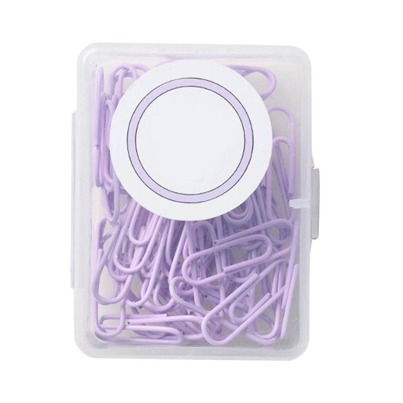 Macaron Design Colorful Paper Clips 28mm Lavender Purple For Office School Home Organizing With Storage Box 50 Pieces - Image 2