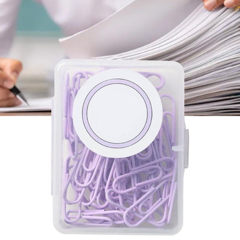 Macaron Design Colorful Paper Clips 28mm Lavender Purple For Office School Home Organizing With Storage Box 50 Pieces - Image 3