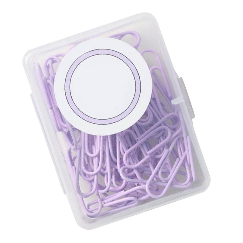 Macaron Design Colorful Paper Clips 28mm Lavender Purple For Office School Home Organizing With Storage Box 50 Pieces - Image 5