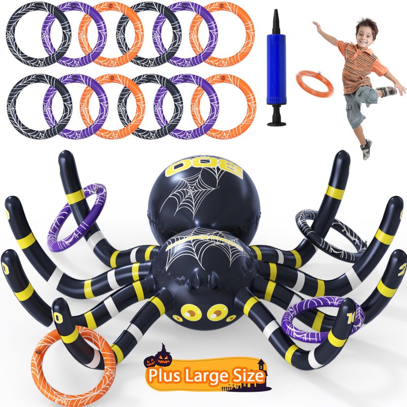 Garma Halloween Inflatable Spider Ring Toss Game Giant Spider Decoration for Kids School Party Favors Carnival Indoor Outdoor Party Games Family Fun Supplies