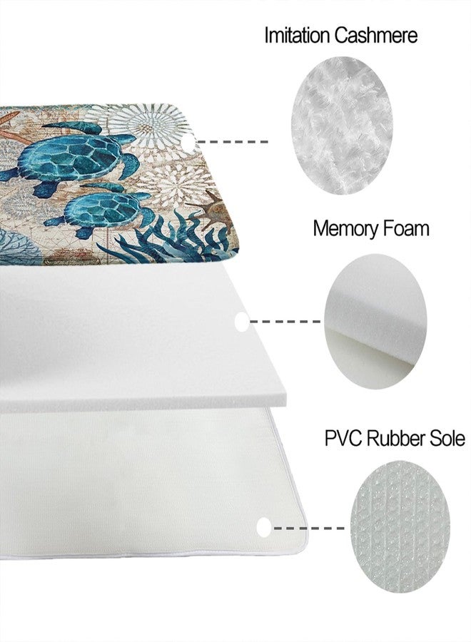 Final Friday Sea Turtles Nautical Ocean Beach Bathroom Sets with Starfish Coral Shower Curtain and 20 x 31 Rugs Bathroom Accessories Sets Decor with Bath Rug, Bath Mat, U-Shaped Contour and Hooks 72 x 72 Inch - Image 4
