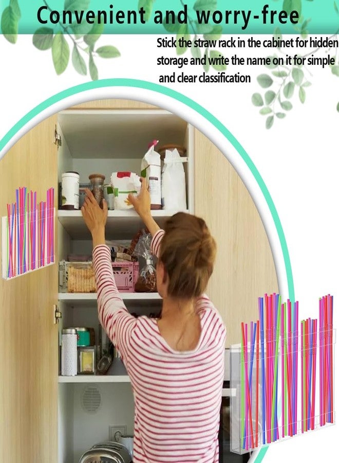 BLOCE Straw Holder for Cabinet Door, Acrylic Straw Organizer Storage Dispenser, Space Saving Kitchen Accessories Container with Ultra Sticky Adhesive Strips - Image 3