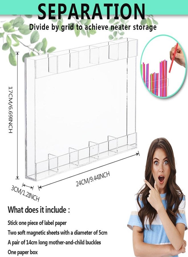 BLOCE Straw Holder for Cabinet Door, Acrylic Straw Organizer Storage Dispenser, Space Saving Kitchen Accessories Container with Ultra Sticky Adhesive Strips - Image 2