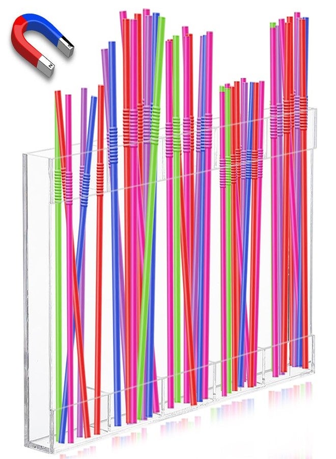 BLOCE Straw Holder for Cabinet Door, Acrylic Straw Organizer Storage Dispenser, Space Saving Kitchen Accessories Container with Ultra Sticky Adhesive Strips - Image 1
