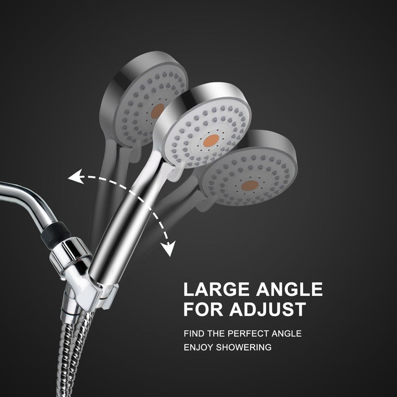 HO2ME High Pressure Handheld Shower Head With Powerful Shower Spray Against Low Pressure Water Supply Pipeline  Multi-Functions  W/ 79'' Hose  Bracket  Chrome Finish - Image 5