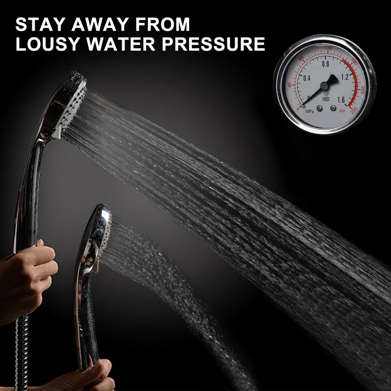 HO2ME High Pressure Handheld Shower Head With Powerful Shower Spray Against Low Pressure Water Supply Pipeline  Multi-Functions  W/ 79'' Hose  Bracket  Chrome Finish - Image 3