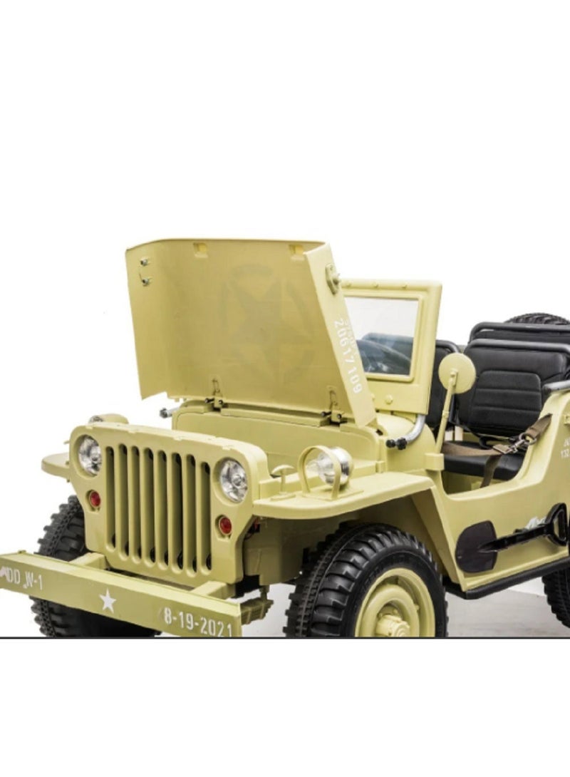 Jeep Military Willy Jeep Ride-On 3-Seater Light Green - Image 2
