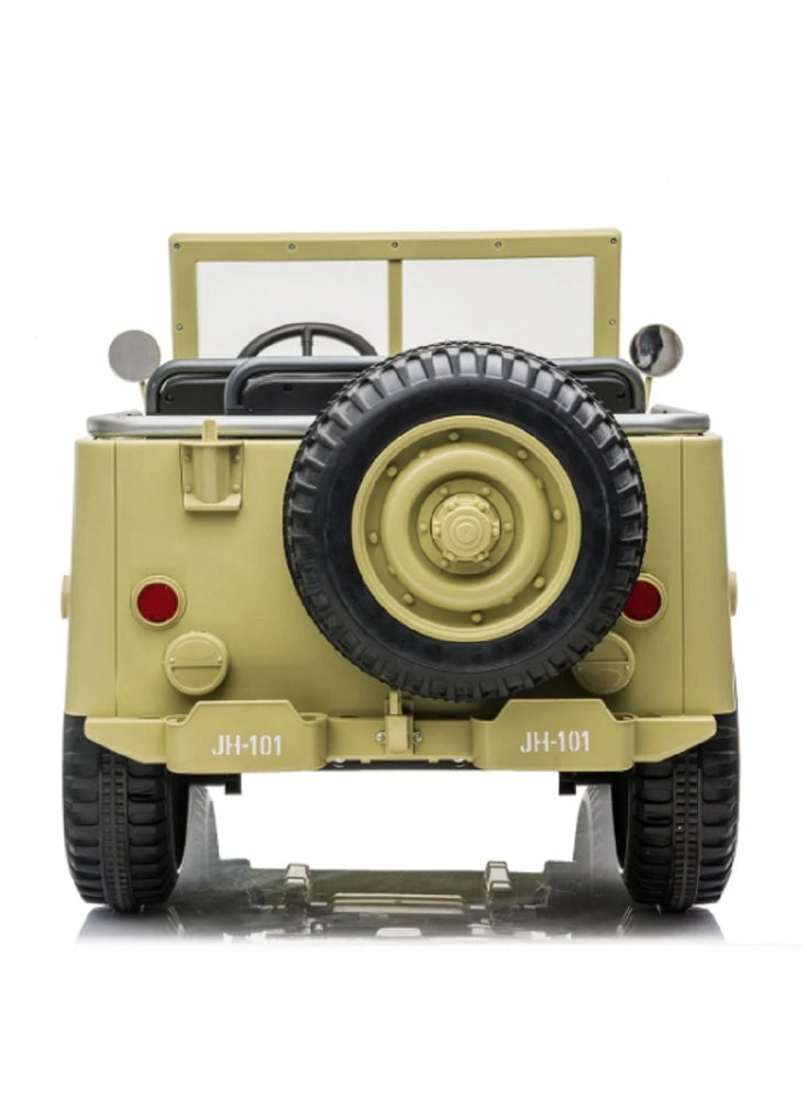 Jeep Military Willy Jeep Ride-On 3-Seater Light Green - Image 3