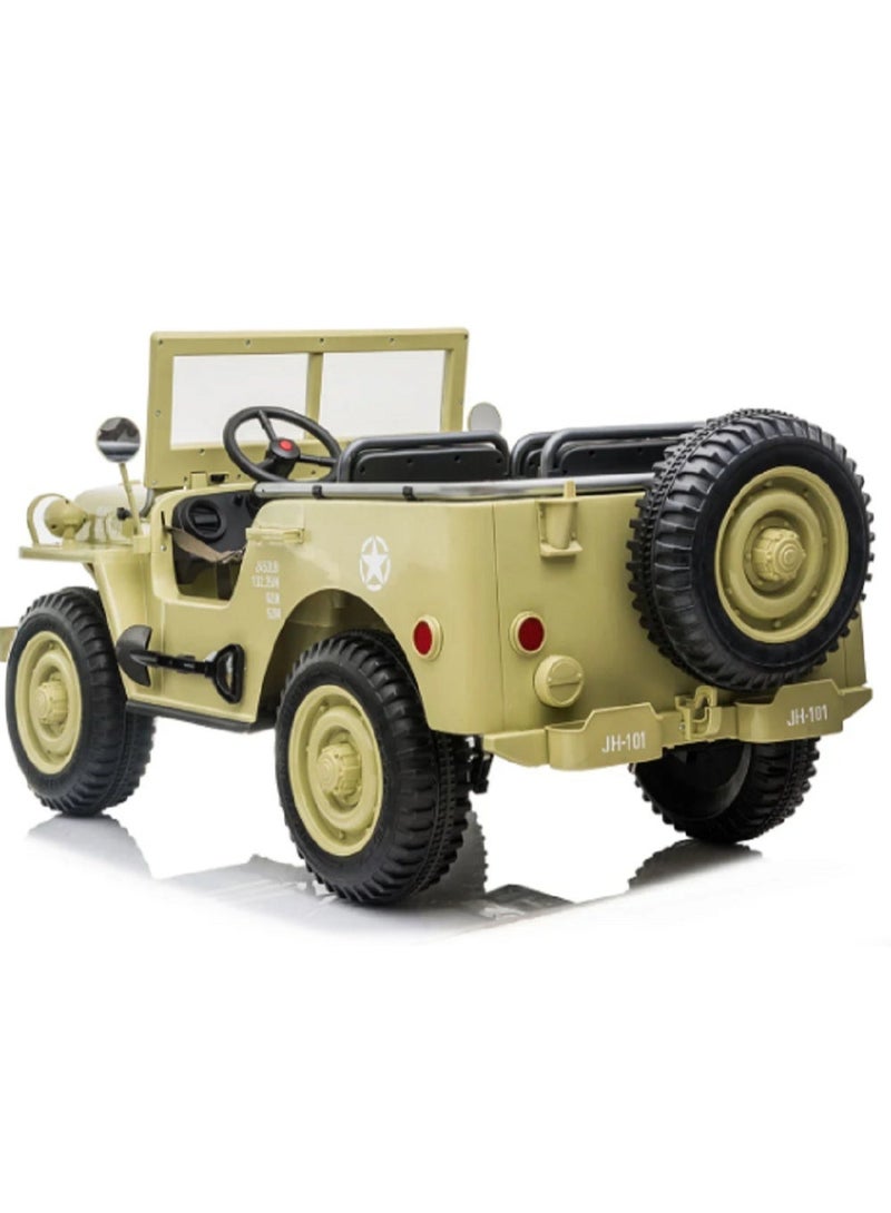 Jeep Military Willy Jeep Ride-On 3-Seater Light Green - Image 4