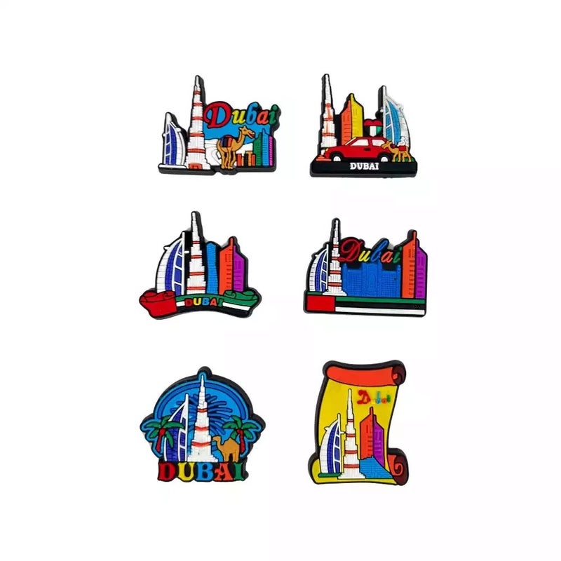 Dubai Souvenir PVC Rubber Refrigerator Fridge Magnet- 6pcs
