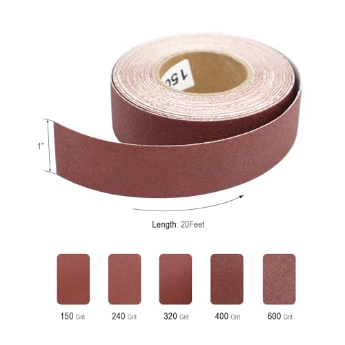 SCOTTCHEN Abrasive Sanding Rolls 1" x 20Ft x 5 Grits Abrasive Sandpaper Rolls for Finishing and Sanding Abrasive Paper Variety Pack in Assorted Grits 150, 240, 320, 400 and 600 Grit Rolls - Image 3