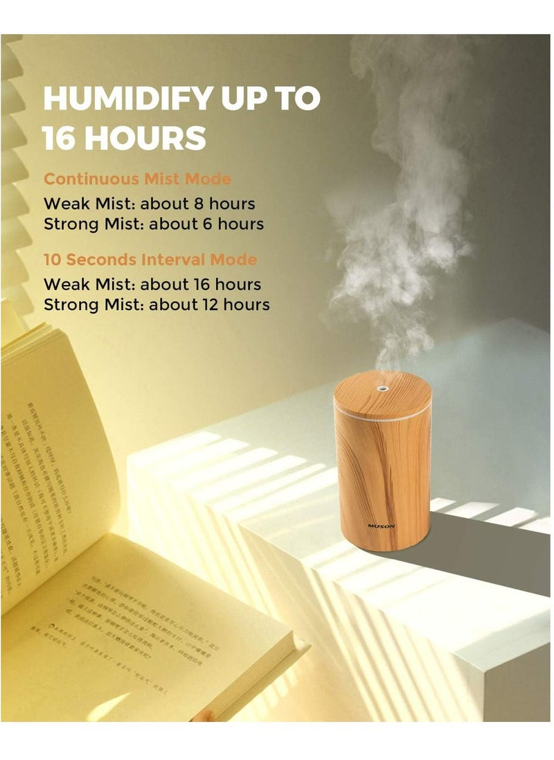 Arabest - Mini Essential Oil Diffuser Aroma Cool Mist Humidifier for Car Office Travel with Colorful Mood Lights, USB Powered, Ultra Quiet, Auto Shutoff, 100 ml, Wood Grain - Image 1