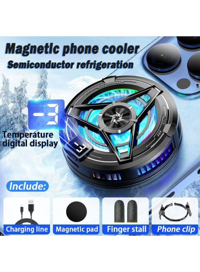 ووفيكسر مبرد مغناطيسي شبه موصل للهواتف المحمولة، مروحة تبريد للهواتف المحمولة، شاشة عرض درجة الحرارة في الوقت الفعلي، تصميم امتصاص، متوافق مع الهاتف/المفتاح/اللوحة/الكمبيوتر المحمول، مناسب للألعاب، مدونة الفيديو الخارجية - Image 2