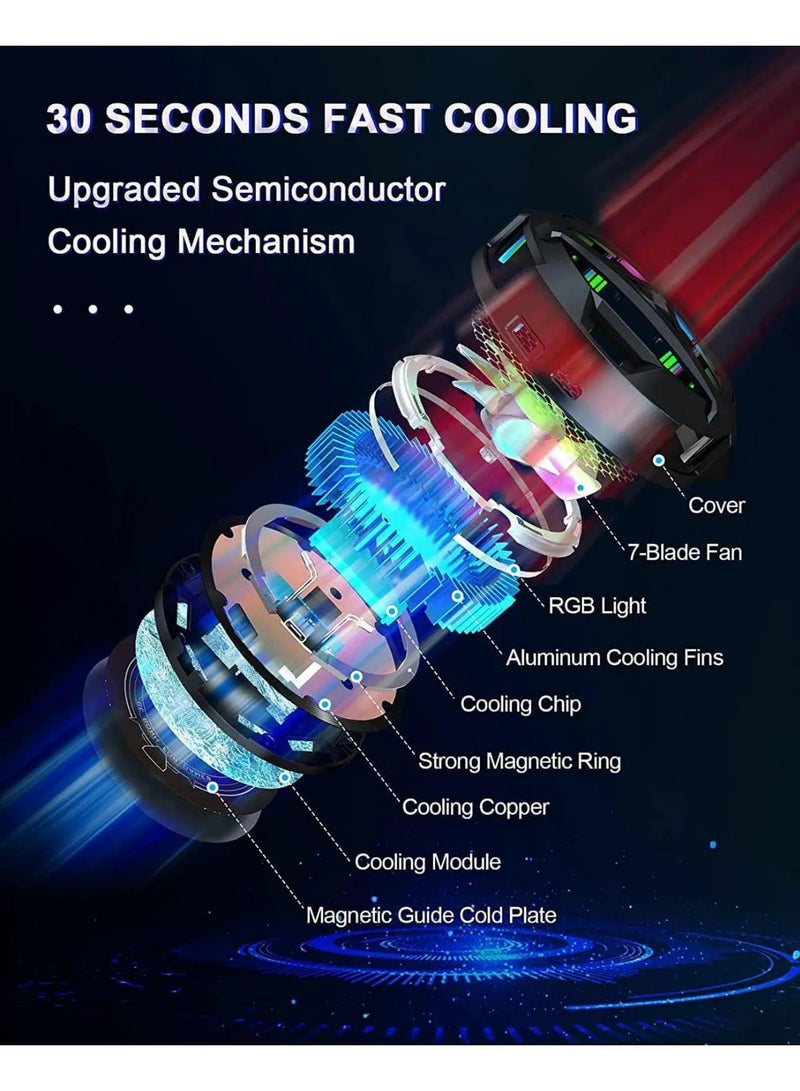 ووفيكسر مبرد مغناطيسي شبه موصل للهواتف المحمولة، مروحة تبريد للهواتف المحمولة، شاشة عرض درجة الحرارة في الوقت الفعلي، تصميم امتصاص، متوافق مع الهاتف/المفتاح/اللوحة/الكمبيوتر المحمول، مناسب للألعاب، مدونة الفيديو الخارجية - Image 4