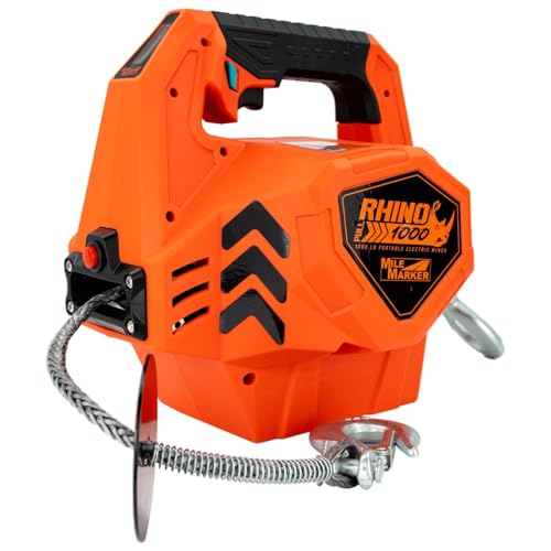 Mile Marker 71-1000 Rhino Pull 1000 Portable Electric Winch | 39 Feet of Synthetic Rope | Lifts or Pulls Up to 1000 Pounds | Brushless Motor | Variable Speed | Wired & Wireless Remote - Image 1