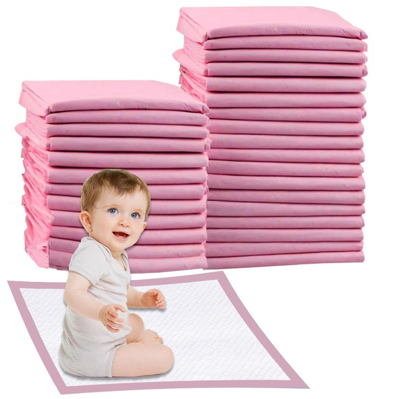 Cute 'n' Cuddle Disposable Changing Mats Pink (Pack Of 30) for Baby Soft Ultra Absorbent Waterproof Diaper Mess-Free Changing Mat Liners Baby Changing Mat Cover Bed Pads - Image 1